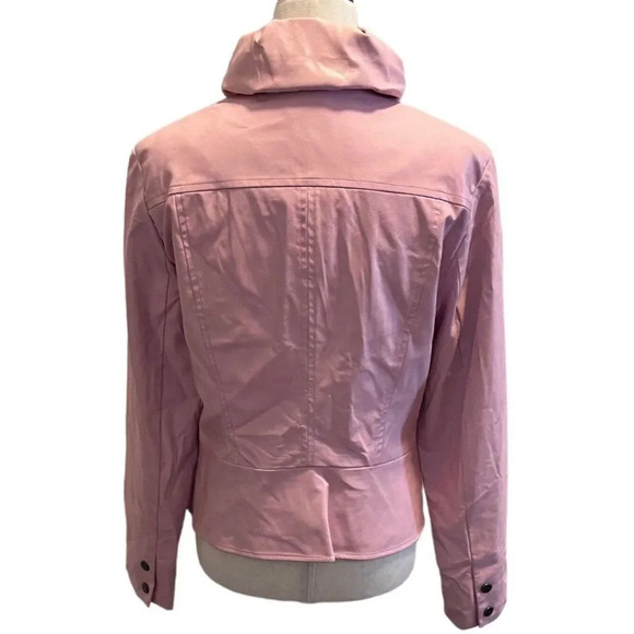 Tribal Faux Leather Jacket Blazer Ruffles Full Zip Front Womens Pink Size 6 - Picture 4 of 10